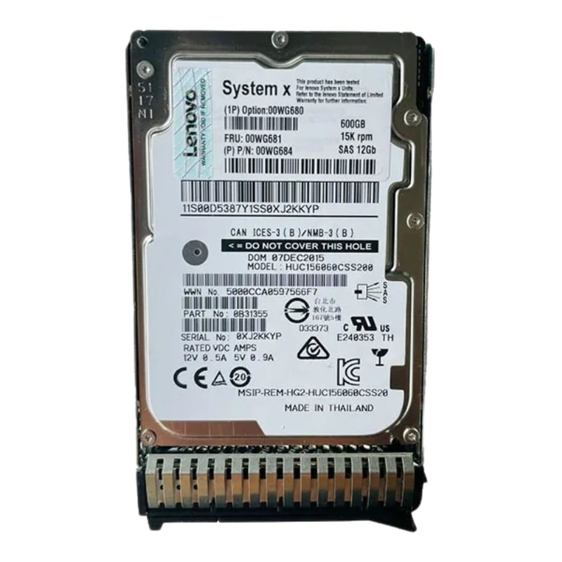 00WG681 IBM 600GB 15K RPM 12Gb/s SAS 3.5-Inch Hard Drive