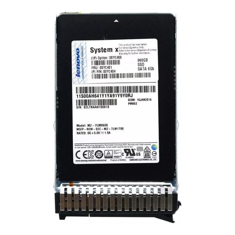00YC401 Lenovo Enterprise Entry 960GB MLC SATA 6Gb/s Hot Swappable 2.5-Inch Solid State Drive