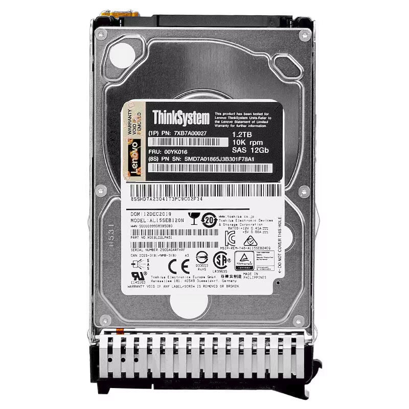 00YK016 Lenovo 1.2TB 10K RPM 512n 12Gb/s SAS 2.5 Inch Hot Plug Hard Drive