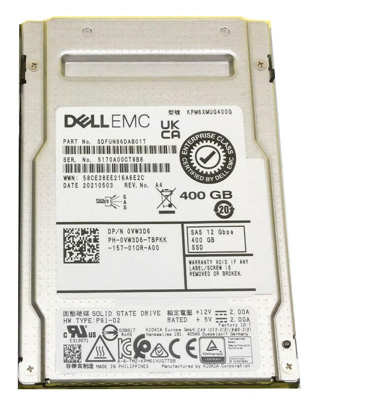KPM6XMUG400G Toshiba PM6-M 400GB 24Gb/s SAS Write Intensive 2.5-Inch Solid State Drive