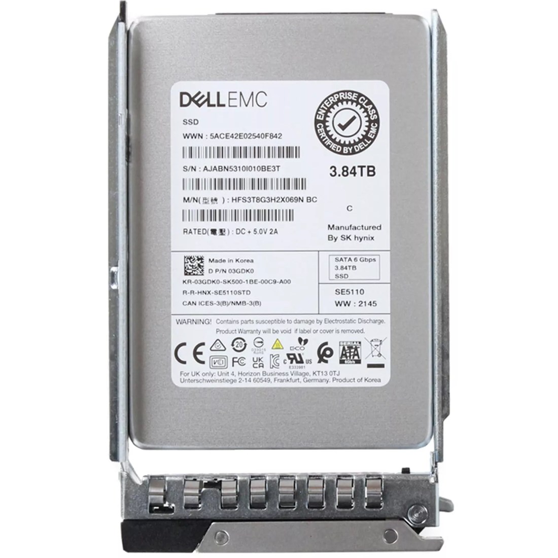 3GDK0 Dell 3.84TB 6Gb/s SATA Read Intensive 2.5-Inch Solid State Drive