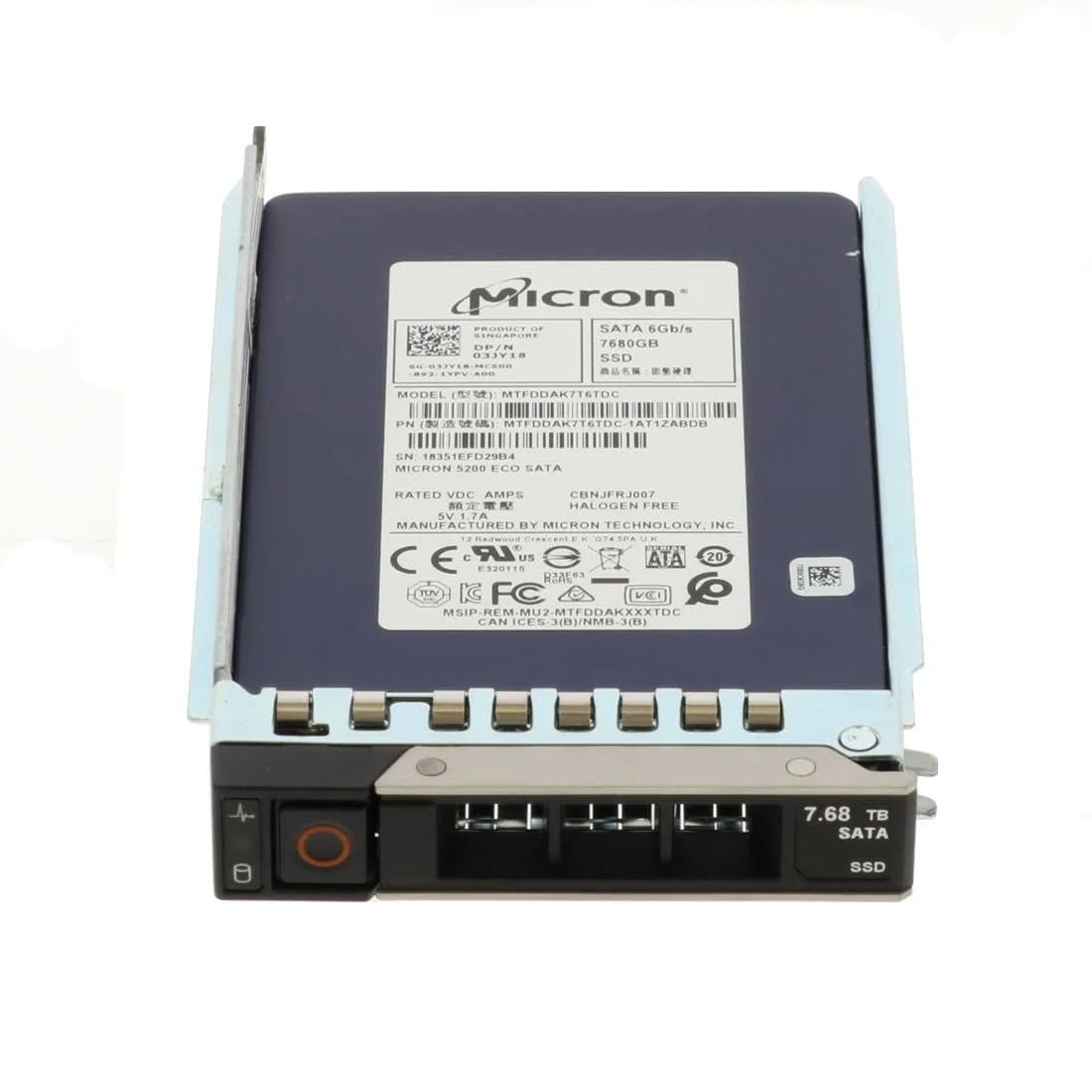 3JY18 Dell 7.68TB 6Gb/s SATA Read Intensive 2.5-Inch Solid State Drive