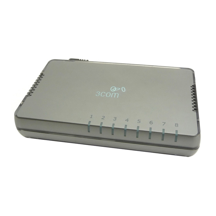 3CGSU08A 3Com 8-Port 10/100/1000Base-T Layer 2 Unmanaged Rack-Mount Switch
