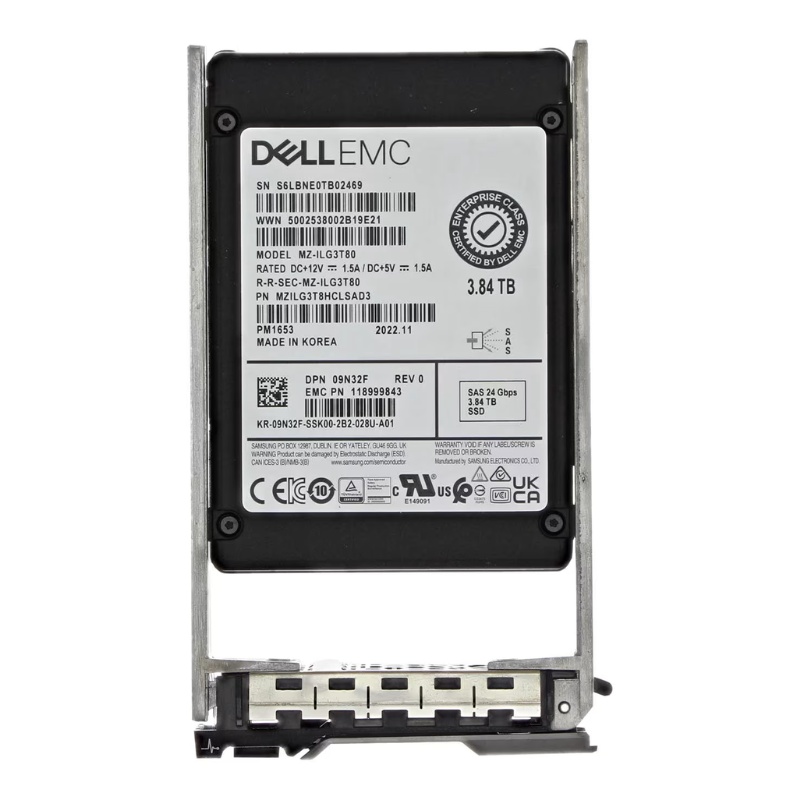 9N32F Dell 3.84TB 24Gb/s SAS 2.5-Inch Read Intensive Solid State Drive