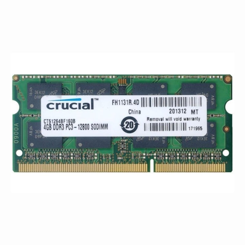 CT51264BF160B Crucial 4GB DDR3-1600MHz PC3-12800 Non-ECC Unbuffered SODIMM CL11 1Rx8 1.35V 204-Pin Memory Module