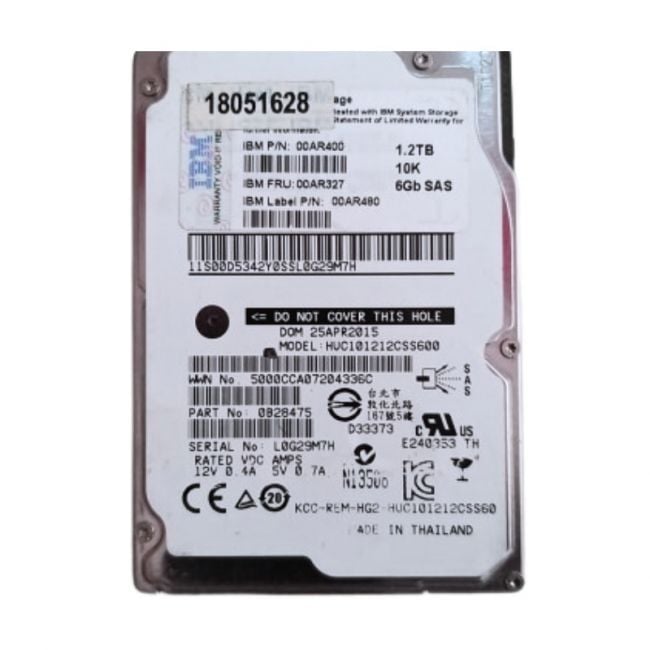 00AR400 IBM 1.2TB 10K RPM 6Gbps SAS 512n 64MB Cache 2.5-Inch Hard Disk Drive