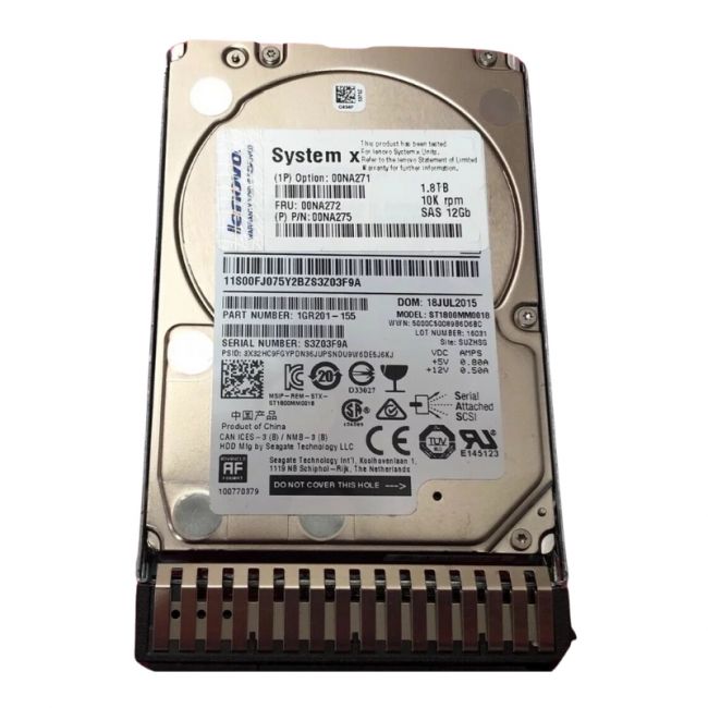 00NA272 IBM 1.8TB 10K RPM 12Gb/s SAS 512e 128MB Cache 2.5-Inch Hard Drive