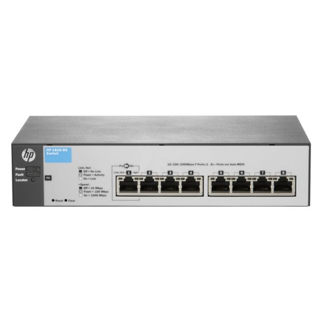 J9449A-0PSU HP ProCurve 1810-8G 8-Port Gigabit Layer 2 Managed Rack-Mount Switch
