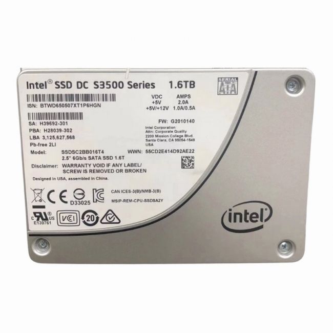 SSDSC2BB016T4 Intel DC S3500 Series 1.6TB MLC SATA 6Gbps (AES-256 / PLP) 2.5-inch Internal Solid State Drive (SSD)