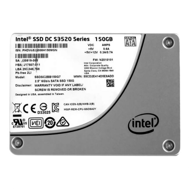 SSDSC2BB150G7 Intel DC S3520 Series 150GB 6Gb/s SATA 2.5-Inch Solid State Drive