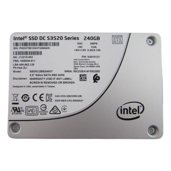 SSDSC2BB240G7 Intel DC S3520 Series 240GB 6Gb/s SATA 2.5-Inch Solid State Drive