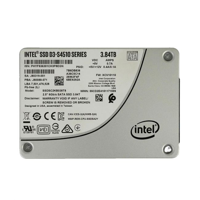 SSDSC2KB038T8 Intel D3-S4510 3.84TB 6Gbps TLC SATA 2.5-Inch Solid State Drive