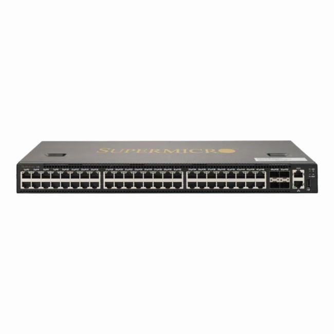 SSE-G3648B Supermicro Regular Airflow (front to back) 48 x 1Gbps Ethernet ports with 4 x 10Gbps SFP+ Layer 3 Ethernet Switch