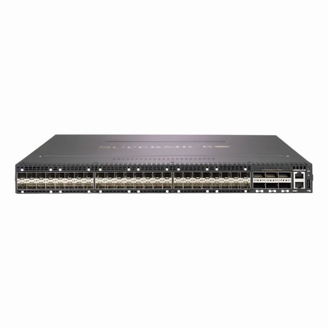 SSE-X3548SR Supermicro Reverse Airflow (back to front) 48x 10G SFP28 with 6x 10G QSFP28 Layer 3 Ethernet Switch