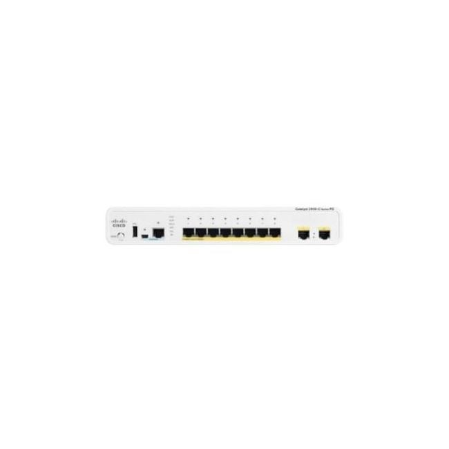 WS-C2960CPD-8TT-L Cisco Catalyst 2960C 8-Ports 10/100/1000Base-T RJ-45 PoE+ USB Manageable Layer2 Desktop Rack-mountable and Wall Mountable Switch with 2x Gigabit Ethernet Uplink Ports
