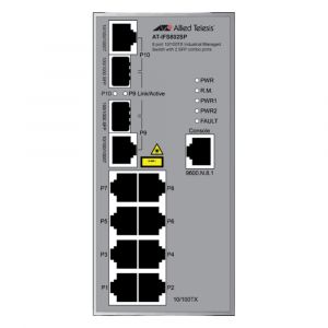 AT-IFS802SP/POE(W)-80 Allied Telesis 8-Port 10/100Base-TX PoE+2 SFP Combo Layer 2 Switch