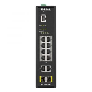 DIS-200G-12PS D-Link 8 PoE+ 10/100/1000Base-T Ports, 2 SFP Industrial Switch