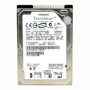 HTE541040G9AT00 Hitachi Travelstar E5K100 40GB 5.4K RPM ATA-100 8MB Cache 2.5-inch Internal Hard Drive
