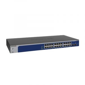 XS724EM Netgear 24 x Ports 10GBase-T + 2 x Ports Shared SFP+ Layer 3 Managed 1U Rack-mountable Multi-Gigabit Ethernet Network Switch