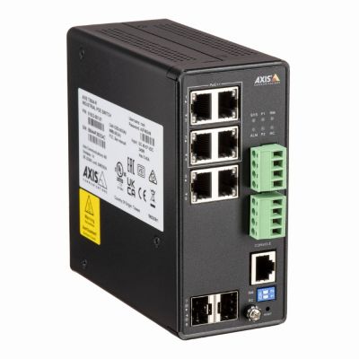 01633-001 Axis T8504-R 4 x Ports 1000Base-T PoE+ + 2 x Ports 1000Base-X SFP Layer 2 Managed Industrial Switch
