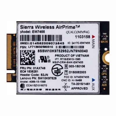 01AX746 Lenovo X1 Yoga 2nd Gen Wireless Card CMB Sie Em7455rel16 Os cs