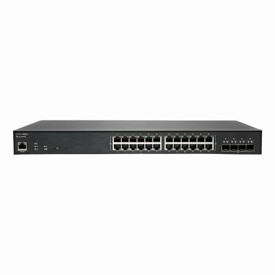 02-SSC-8376 SonicWall 24-Ports 10/100/1000Base-T RJ-45 PoE+ 4-Ports 10GBase-X SFP+ Managed Rack-mountable 1U Gigabit Ethernet Network Switch