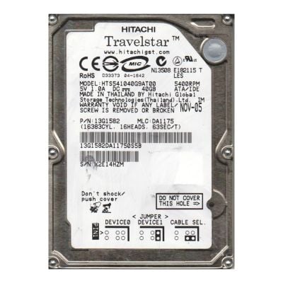 13G1582 Hitachi Travelstar 5K100 40GB 5.4K RPM ATA-100 8MB Cache 2.5-Inch Hard Drive