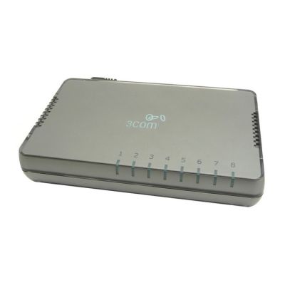 3CGSU08A 3Com 8-Port 10/100/1000Base-T Layer 2 Unmanaged Rack-Mount Switch