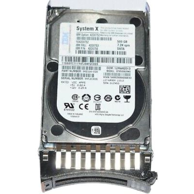 42D0753 IBM 500GB SATA 3Gb/s Hot Swap 7200RPM 2.5-inch Internal Hard Drive with Tray for System x3250 M4