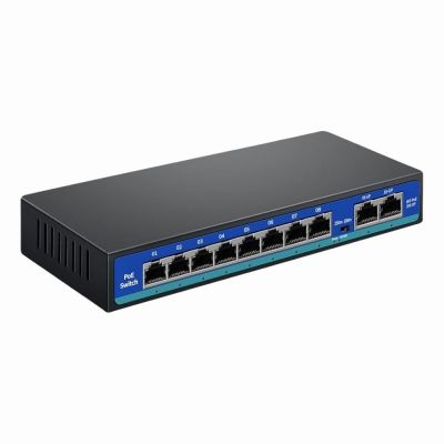 6598277323 Narpult PoE Switch 8 Port PoE Switch For IP Cameras With 2 Uplink Ports