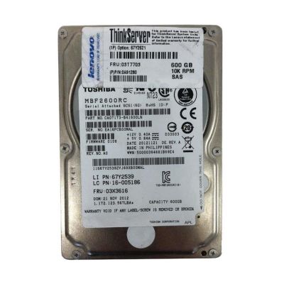67Y2621 Lenovo 600GB 10000RPM SAS 6Gbps Hot Swap 64MB Cache 2.5-inch Hard Drive