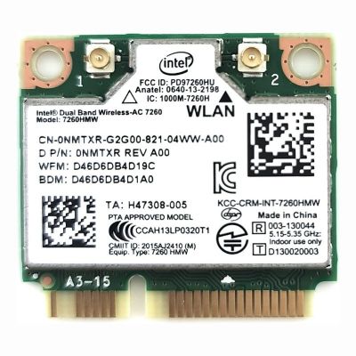7260.HMWWB Intel Wireless-AC 7260 Dual Band 867Mbps 2.4GHz / 5GHz IEEE 802.11a/b/g/n Bluetooth 4.0 Mini PCI Express M.2 2226 Wireless Network Card