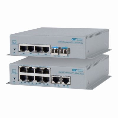 9442-0-18-1 Omnitron Systems OmniConverter 4 x Ports PoE+ 10/100/1000Base-T 1 x Ports 100Base-X Layer 2 Unmanaged Wall-Mountable Ethernet Fibre Switch