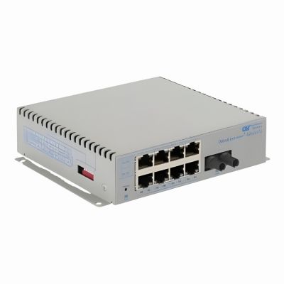 9459-0-18-1W Omnitron Systems OmniConverter 8 x Ports PoE+ 10/100/1000Base-T + 2 x SFP Ports Layer 2 Unmanaged 1U Rack-mountable Ethernet Fibre Switch