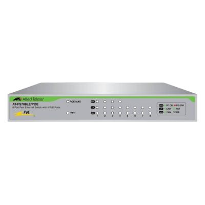 AT-FS708LE/POE-10 Allied Telesis 8-Port PoE 10/100Mbps Ethernet Switch