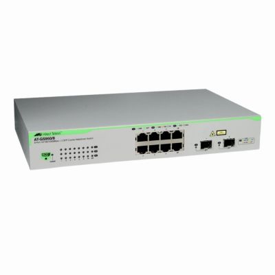ATGS950/8 Allied Telesis 8 x Ports 1000Base-T + 2 x Shared Ports SFP Managed 1U Rack-Mountable WebSmart Network Switch