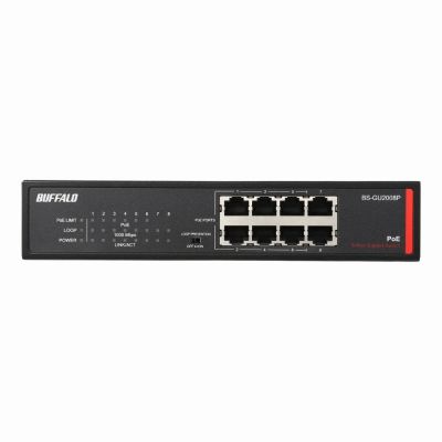 BS-GU2008P Buffalo 8-Ports 10/100/1000base-T-PoE Wall Mountable Rack-Mountable Desktop Gigabit Unmanaged Ethernet Switch
