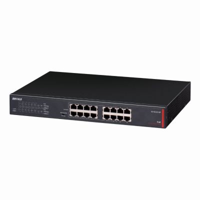 BS-GU2016P Buffalo 16-Ports 10/100/1000Base-T Unmanaged Rack-mountable Wall Mountable Desktop Ethernet Switch