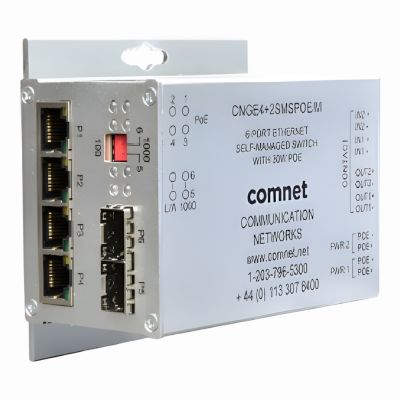 CNGE4+2SMSPOEHO/M ComNet 10/100/1000 Mbps Intelligent Redundant Ring Gigabit Switch With Optional PoE+