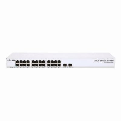 CRS326-24G-2S+RM Mikrotik 24-Ports 10/100/1000Base-T RJ-45 2-Ports 10GBase-X SFP+ Layer 3 Managed Rackmount 1U Gigabit Ethernet Switch