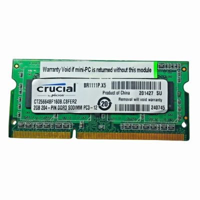 CT25664BF160B.C8FER2 Crucial 2GB DDR3-1600MHz PC3-12800 Non-ECC Unbuffered CL11 204-Pin SoDimm 1.35V Low Voltage Memory Module