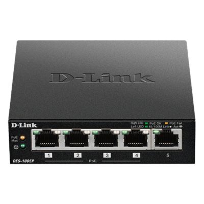 DES-1005P D-Link 5-Port 10/100/1000Base-T Unmanaged Fast Ethernet Switch