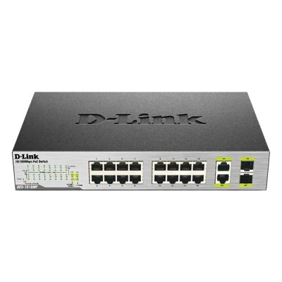 DES-1018MP D-Link 16-Port PoE 10/100Base-TX + 2 SFP Layer 2 Switch