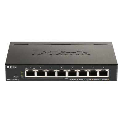 DGS-1100-08P D-Link 8-Port Gigabit PoE+ Managed Switch Fanless