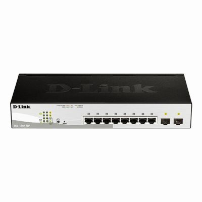 DGS-1210-10P D-Link DGS-1210 Series 8 x Ports PoE 1GBase-T + 2 x Ports SFP Layer 2 Managed 1U Rack-Mountable Gigabit Ethernet Network Switch