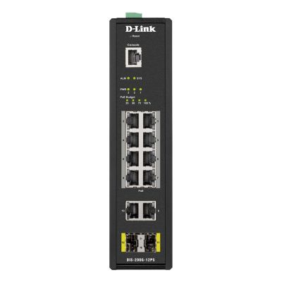 DIS-200G-12PS D-Link 8 PoE+ 10/100/1000Base-T Ports, 2 SFP Industrial Switch