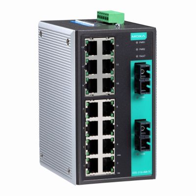 EDS-316-SS-SC Moxa Industrial Unmanaged with 14 10/100BaseT(X) ports, 2 single mode 100BaseFX ports, SC connector Ethernet Switch