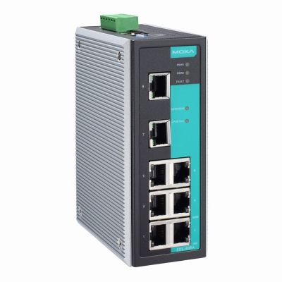 EDS-408A-T Moxa Entry-level managed Din Rail Mount with 8 ports including 8 Fast Copper ports RJ45 100 Mbps Extended Temp -40 to 75 C operating temperature Ethernet Switch