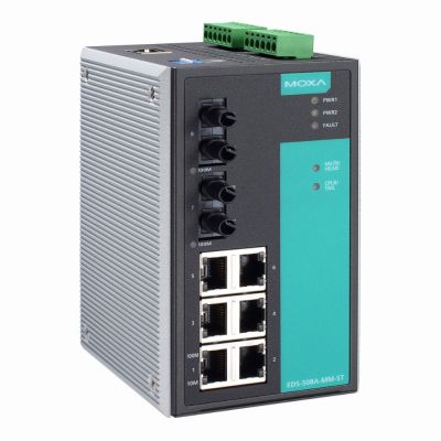 EDS-508A-MM-ST Moxa 6 10/100BaseT(X) Ports, 2 100BaseFX Multi-Mode ST Switch