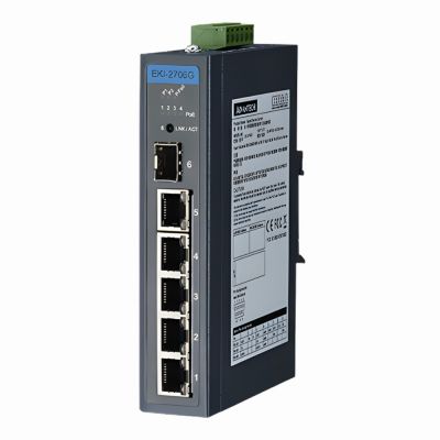 EKI-2706G-1GFPI-BU Advantech 4 x Ports 1000Base-T PoE + 1 x Port 1000Base-T + 1 x Port SFP Layer 2 Unmanaged Gigabit Ethernet Network Switch
